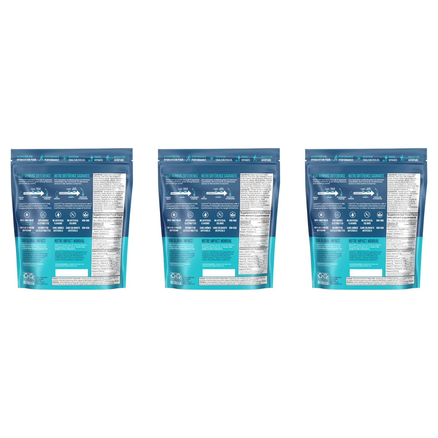Pack varié sportif liquide I.V. (citron vert, fraise et fruit de la passion)
