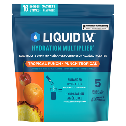 Liquid I.V. Hydration Multiplier, Tropical Punch - Hydration Powder Packets, Electrolyte Powder Drink Mix, 16 servings (Pack of 1)