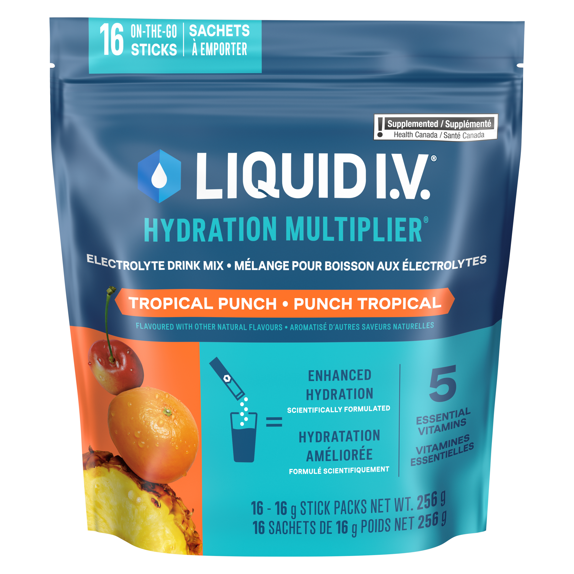 Liquid I.V. Hydration Multiplier Tropical Punch front packshot - 16 stick packs