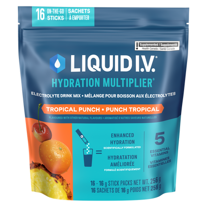 Liquid I.V. Hydration Multiplier Tropical Punch front packshot - 16 stick packs