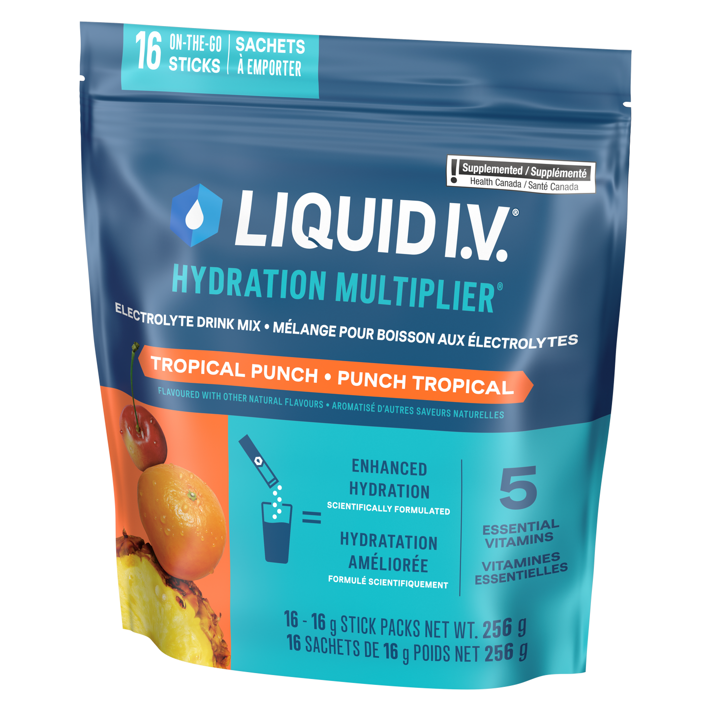 Liquid I.V. Hydration Multiplier, Tropical Punch - Hydration Powder Packets, Electrolyte Powder Drink Mix, 16 servings (Pack of 1)