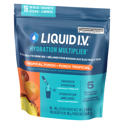 Liquid I.V. Hydration Multiplier, Tropical Punch - Hydration Powder Packets, Electrolyte Powder Drink Mix, 16 servings (Pack of 1)