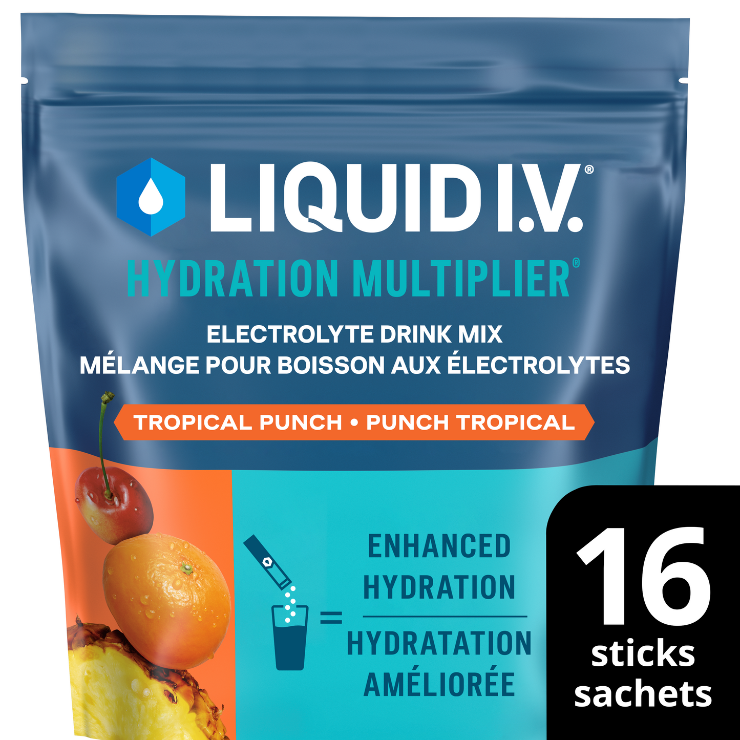 Liquid I.V. Hydration Multiplier, Tropical Punch - Hydration Powder Packets, Electrolyte Powder Drink Mix, 16 servings (Pack of 1)
