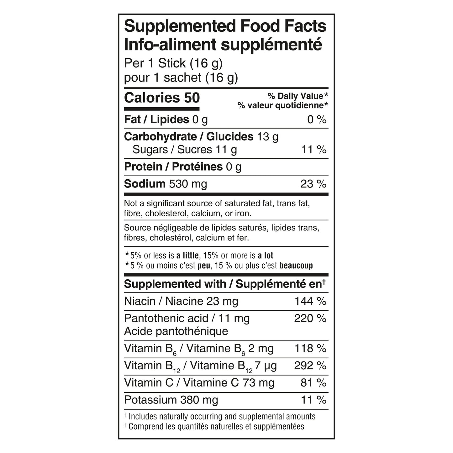 Showing the Supplemented Food Facts label as it appears on the Liquid I.V Hydration Multiplier Strawberry product packaging.